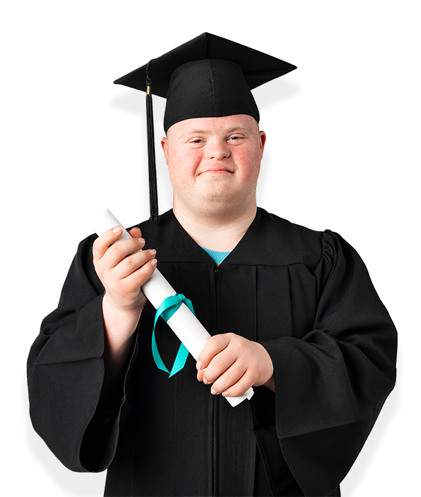 student in a graduation gown holding a diploma
