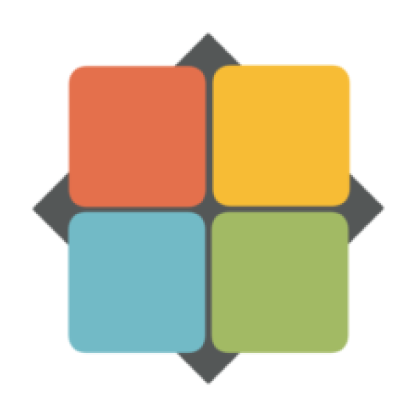 a square divided into four different colored quadrants