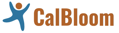 an abstract image of a person next to the calbloom word