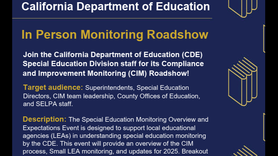 CDE In person monitoring roadshow flyer