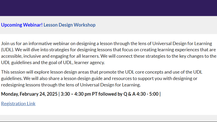 UDL Lesson Design Workshop Flyer